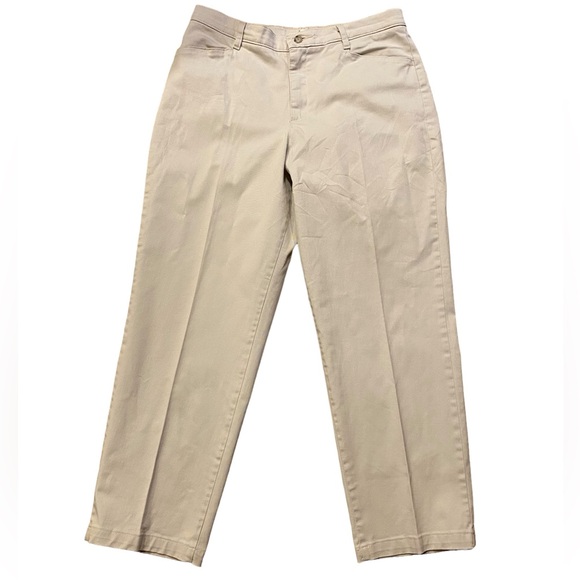Lee Women’s At The Waist Straight Leg Twill Khaki Pants Size P14 - Picture 4 of 13